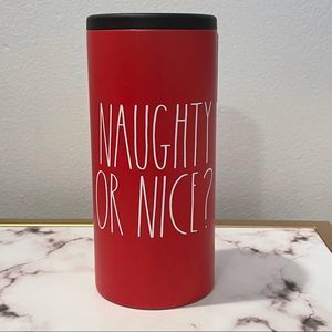 NWT Rae Dunn Red Stainless Steel Drink Koozie, Naughty or Nice, Christmas Gift